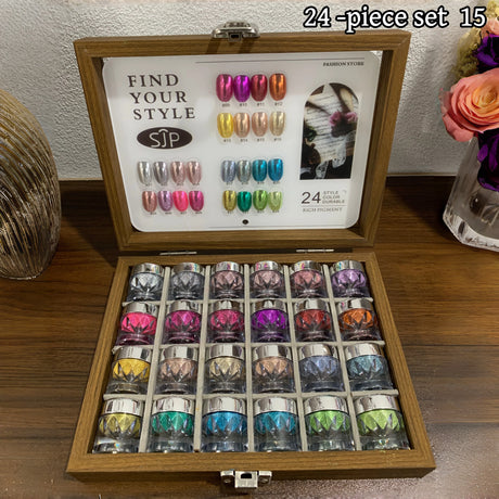High-End Nail Art Set, 24 Colors Moonlight Mirror Powder Kit, Ultra-Fine Glitter, Japanese Style, Perfect for All Occasions