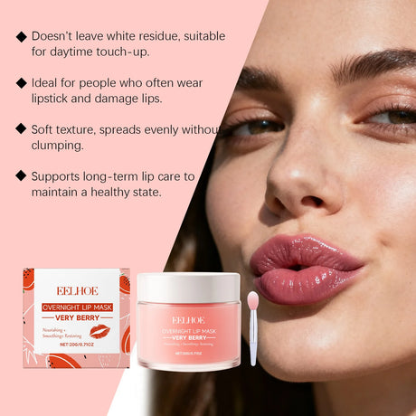 Berry Lip Sleeping Mask Overnight Lip Treatment for Dry Chapped Lips Hydrating Lip Mask with Hyaluronic Acid & Ceramide Deep