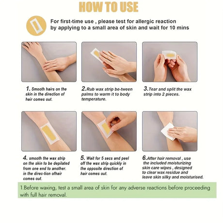 10pcs Honey Scented Facial Hair Removal Wax Strips.for Brows,Lips,Cheeks,Fingers,Hypoallergenic Gentle Formula,Personal Care