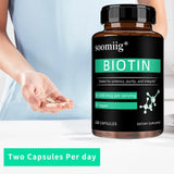 Vegan Biotin Supplement 5000 Mcg, Hair, Skin, Nails and Supports Normal Brain Function and Cognitive Abilities - 120 Capsules
