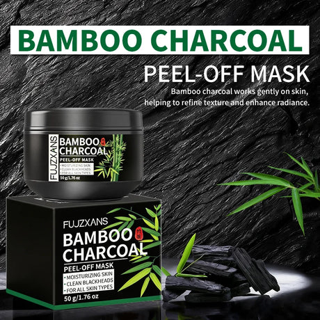 50g Bamboo Charcoal Peel-Off Mask Deep Cleansing Blackhead Removal Black Mud Skin Fresh Hydrated - Blackheads Removal Mask