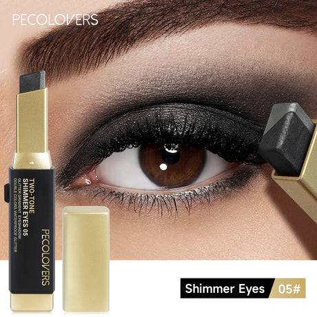 Double Color Eyeshadow Stick Glitter Highlight Shadow Stick Eye Makeup Waterproof Lasting Shimmer Metallic Eyeshadow Makeup