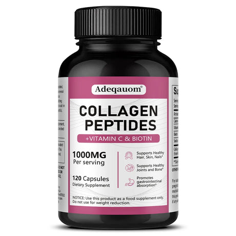 Multi Collagen Peptides Capsules with Vitamin C, Biotin, Support Skin Hair Nail Joint Bone Digestion & Intestinal Wellness