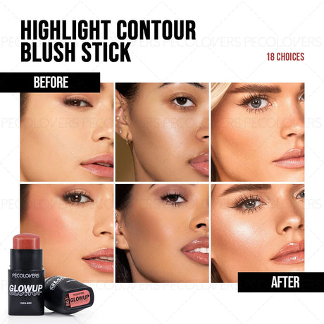 1PC Glowup Glow Highlighter Stick-Waterproof&Sweatproof,Long-Lasting Wear,Naturally Brightens Facial Contours&Highlights Makeup