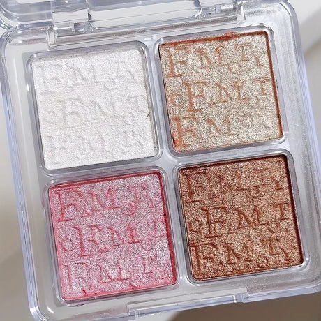 FAMOTY Diamond Bronzer Highlighter Contouring 4-color Palette Natural Glitter Highlighter Facial Brightening Palette Makeup