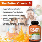 Liposomal Vitamin C 1600 Mg - Highly Absorbable, Fat Soluble Vitamin C, Antioxidant Supplement, Immune System & Collagen Booster