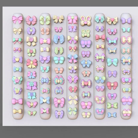 1Pcs 3D Bowknot Silicone Nail Art Mold 90Shapes Sweet Ribbon Nails Templates DIY Design Manicure Stencils For Nail Charms Molds