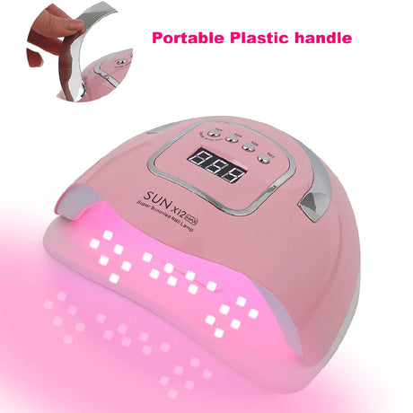 SUNX12 Max Nail Lamp Pink Nail Dryer For Manicure 66 Leds UV Light Quick Cure Autosense Nail Lamps With Base
