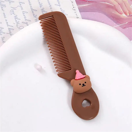 Cartoon Comb Portable Mini Cartoon Baby Rounded Comb Teeth Round Head Smooth Handle Color Toddler's Head Comb for Children