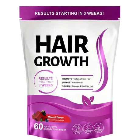 Hair Growth Gummies with Biotin and Vitamins C and E Support Hair Skin and Nails Health Mixed Berry Flavor 60 Gummies