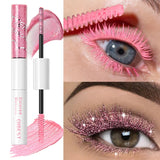 2 in 1 Matte Pink Mascara Eyelashes Blue Green Red Colorful Waterproof Curling Diamond Glitter Mascara Lasting Eye Makeup Tools