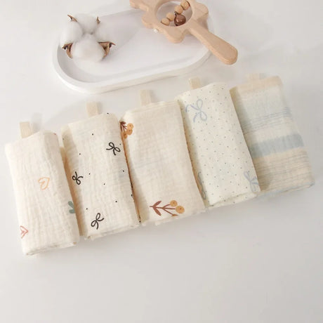 3/5Pcs 6-Layer Pure Cotton Baby Cotton Washcloth Soft Gauze Cotton Newborn Burp Cloth Absorbent Baby Towels Square Towels