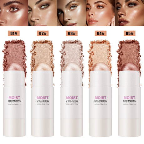 Natural Brightening 1pc Highlighter Stick Natural Brightening Face Contour & Highlight Makeup, Medium Coverage, Water-Resistant