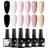 6pc All-Season Colors Gel Nail Polish Set UV LED Soak Off Nail Art Supplies Semi Permanent DIY Manicure Salon Nails Design