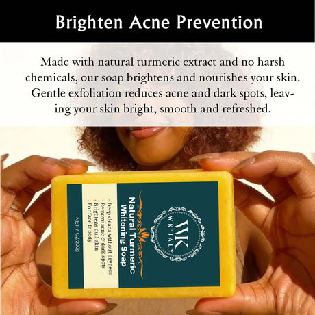 WK JALY Turmeric Lightening Soap Bar, Anti Acne, Dark Spots, With Hyaluronic Acid, Even Skin Tone, For All Skin Types