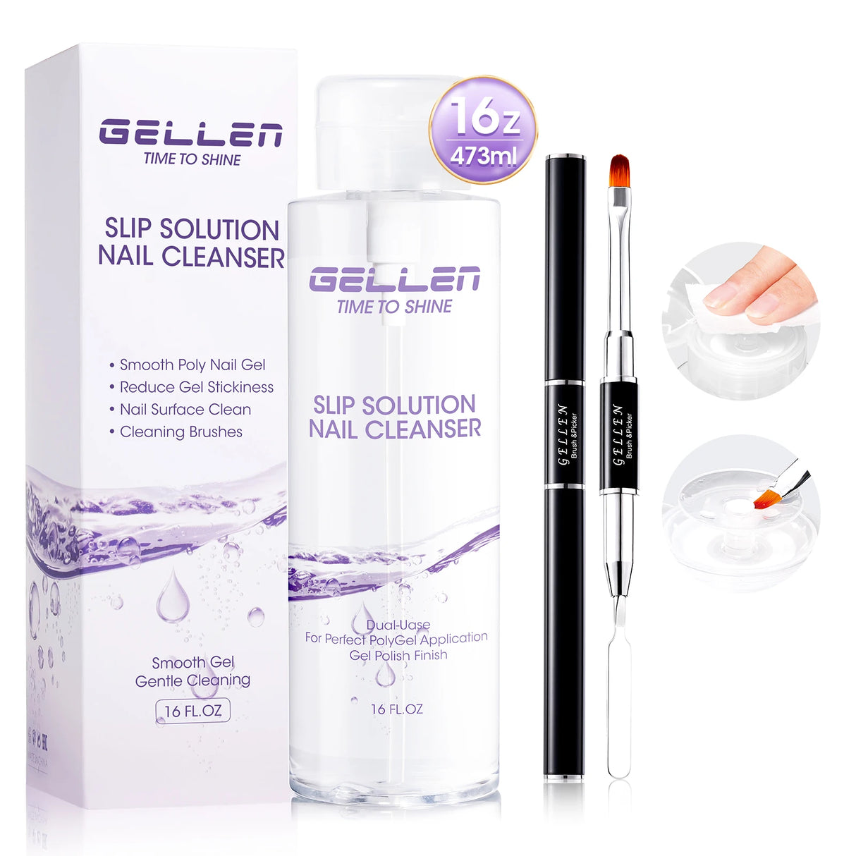 GELLEN Nail Glue Remover 40ml Gentle Formula UV Gel Removal Fake Tips Non Acetone Odorless Easy Debonder False Nails Glue Off