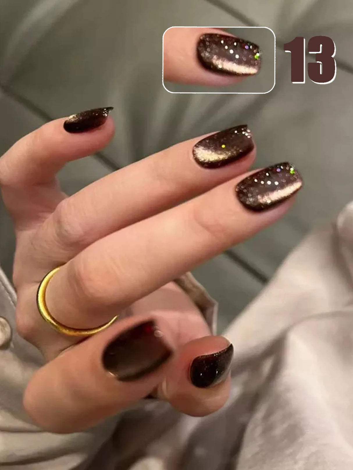 12ml 1-21pcs Brown Gold Cat Eye Gel Nail Polish Hot Selling Winter Whitening Magnet Gel Polish Gold Nails Nail Supplies Nail Art