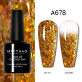 MAYCHAO Glitter Gel Nail Polish 7.3ml Semi-permanent Sequins Shiny Gel Base Top Coat Soak Off UV LED Varnish Nail Art Decoration