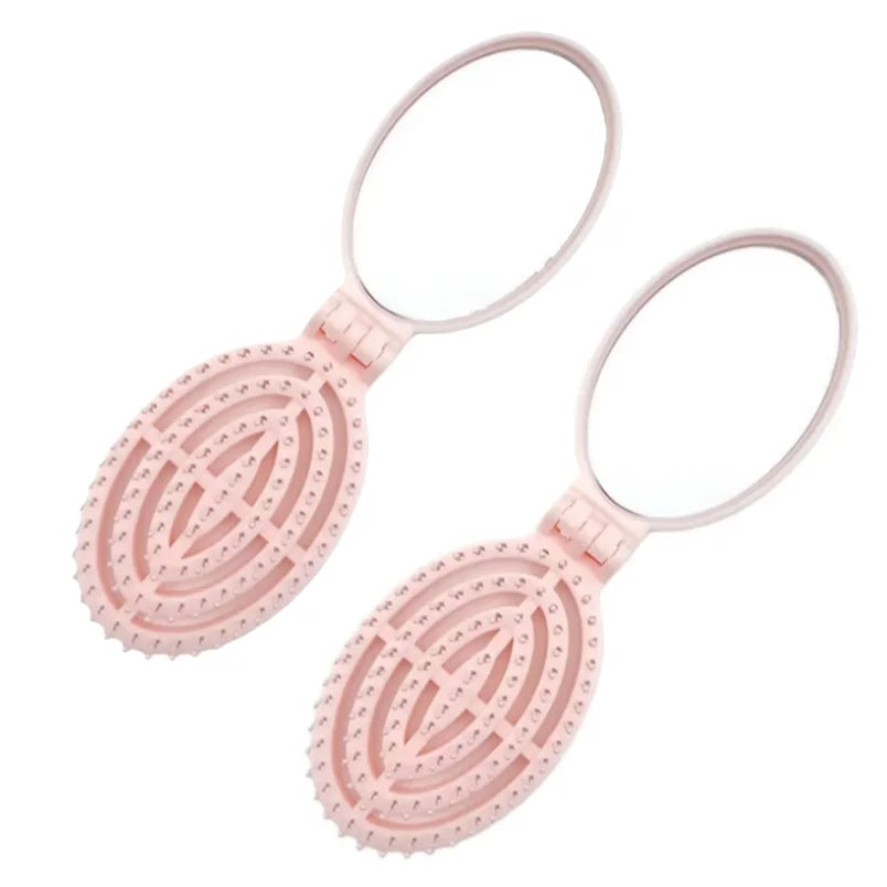 2-in-1 Foldable Comb Mirror Mini Portable Scalp Massage Comb Perfect for Travel Outgoing Use Easy to Carry Ideal Gifts