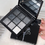 Punk Smoked Black Gray 9 Color Eyeshadow Makeup Palette Dark Color Pressed Glitter for Eyes Shadow Pigment Powder Cosmetics