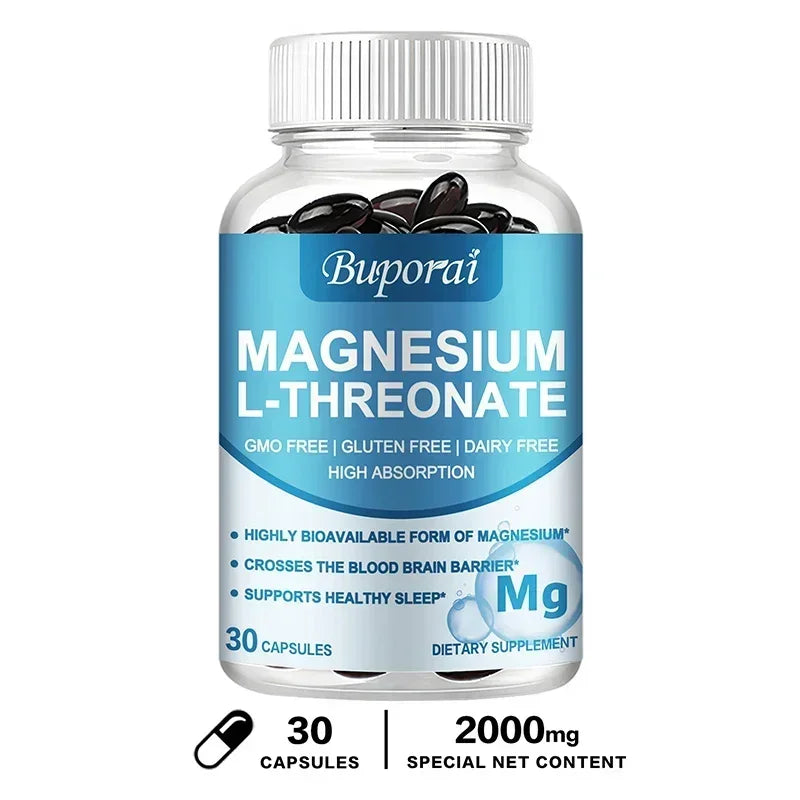 Magnesium L Threonate - Focus and Memory Enhancer, Supports Nerve Function, Muscle Strength, Bone and Joint HealthSupplements