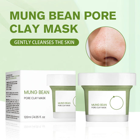 Mung Bean Pore Clay Mask 120ml - Deep Cleansing Face Mask for Blackhead Removal, Skin Brightening & Pore Minimizing