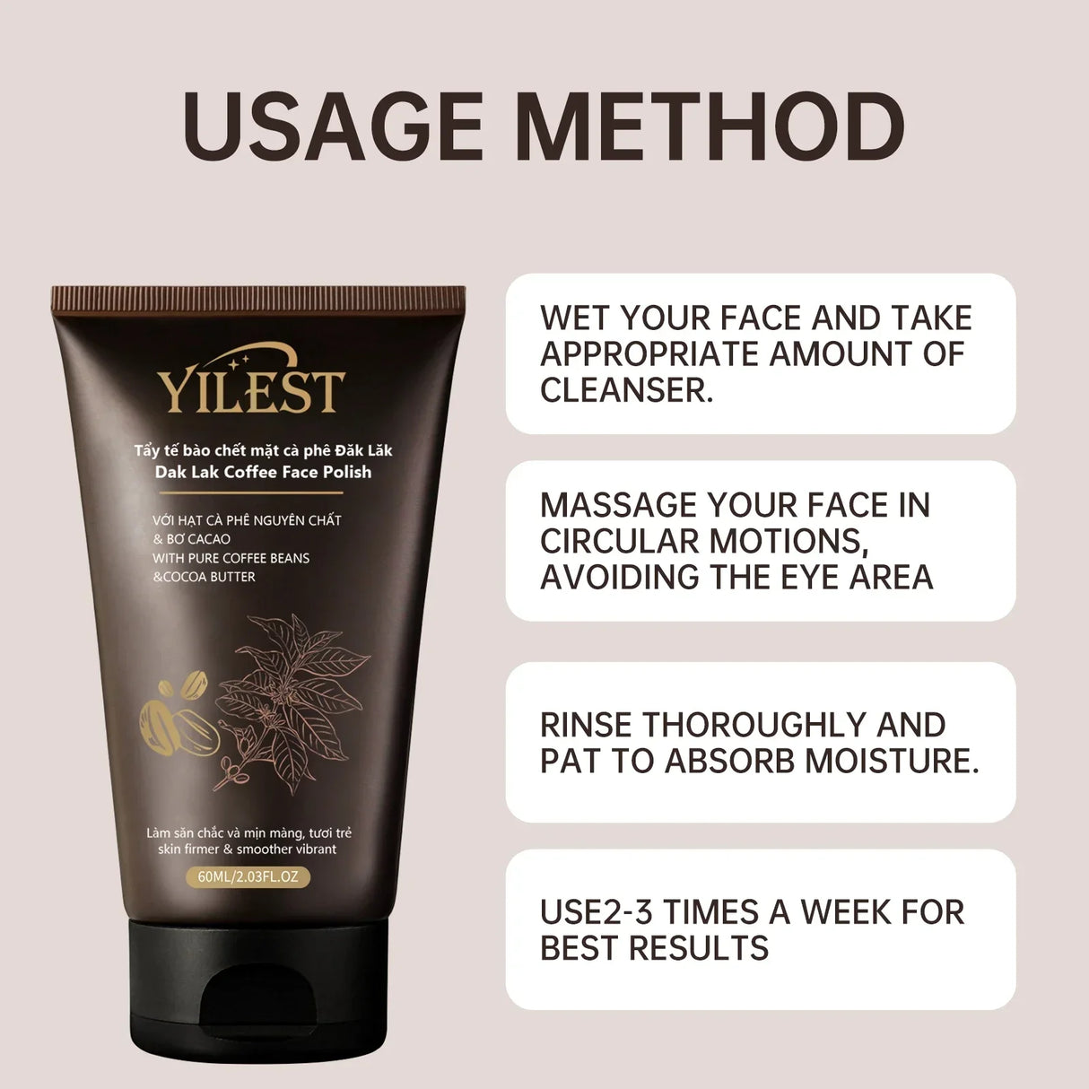 2-in-1 Exfoliating Face & Body Scrub 60g - Removes Dead Skin & Blackheads, Moisturizes, Brightens & Repairs for Smooth Skin.