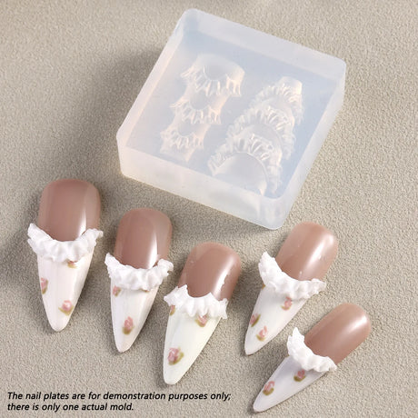 Lace Bowknot Nail Art Mold, French Manicure Silicone Stencil for DIY Nail Decoration, Nail Design Tool, Nail Printing Template