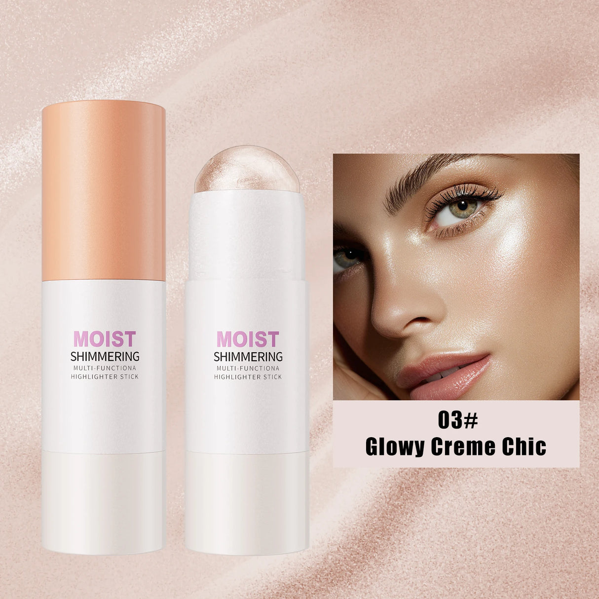 [Natural Glowup] 1pc Glowup Highlighter Stick | Natural Brightening Face Contour & Highlight Makeup, Medium Coverage, Buildable