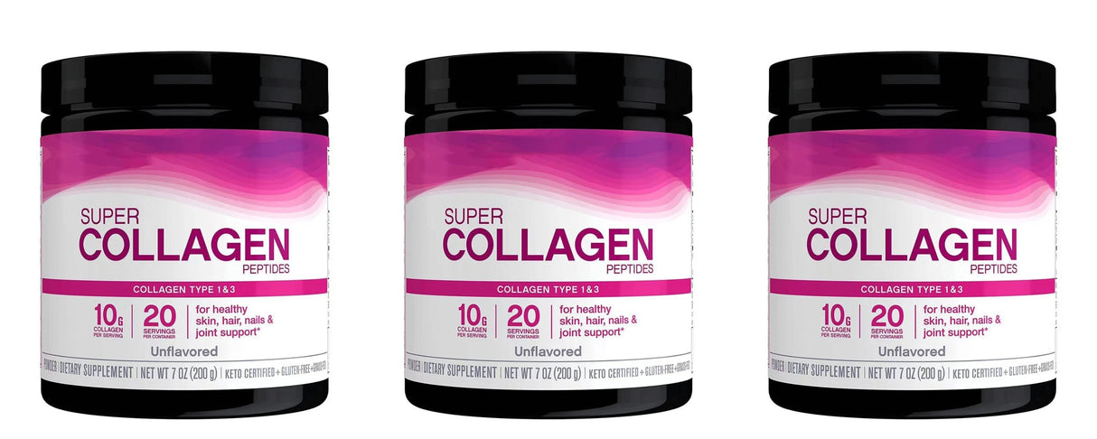Super Collagen Powder Type 1 & 3 Hydrolyzed Bovine Collagen Supports Healthy Looking Skin Hair Nails Unflavored 20 Servings