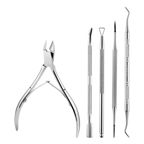 1/3/5/6Pcs Nail Professional Stainless Steel Nail Cutter Scissor Nippers Cuticle Pusher Remover Nail Care Manicure Tools Kits