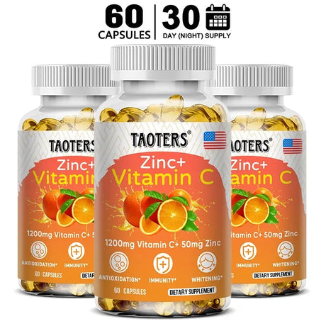 Taoters Vitamin C + Zinc Supplement - High Absorption - Immune System, Skin Health Vitamins - Antioxidant Supplement