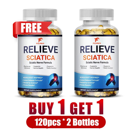 Relieve Sciatica Capsules, Support Lower Lumbar Sciatic, Hip, Thigh, Leg, Foot, Nerve & Joint Health, Relax Muscles, Flexibility