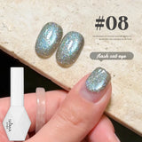 WS 10ML Sunlight Cat Eye Gel Nail Polish Autumn Winter Whitening Wine Red Color Light Sunset Glow Cat Eye Glass Beads Nail Atr