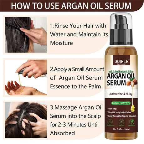 100ml Argan Oil Hair Serum Moisturizing Shiny Remove Frizz Conditioner Repair Damaged Hair and Restore Hairs Gloss Essential Oil
