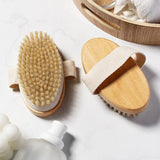 Wet Dry Skin Body Brush Natural Pig Bristles Dry Skin Exfoliating Body Massage Cleaning SPA Tool For Cellulite Lymphatic Drainag