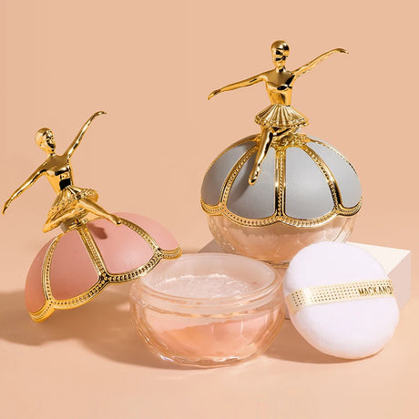 MackAndy Air-Feel Long-lasting Ballet Setting Powder, Oil-control, Waterproof, Invisible Pore Loose Powder Valentine's Day Gift