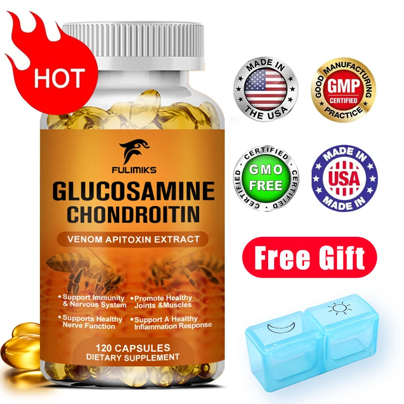 Glucosamine Chondroitin Capsules Vitamin C Nutrition Dietary Supplement Bone Knee Back Health Joints Mobility