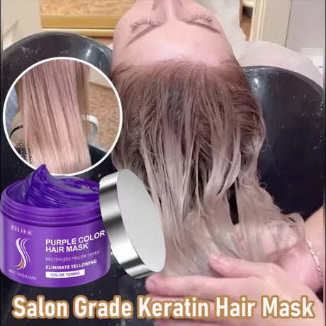 Purple Keratin Hair Mask  Fast Repair Damaged Frizzy Hair Soft Smooth Shiny Nutrition Deep Moisturize Nourishing Hair Care 100g