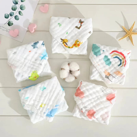 5 PCS Lot Muslin 6 Layers Cotton Soft Baby Towels Baby Face Towel Handkerchief Bathing Feeding Face Washcloth Wipe Burp Cloth
