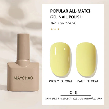 MAYCHAO Gel Nail Polish 12ML Full Coverage Base Top Coat Soak Off Gel Polish UV LED Gel Semi Permanent Varnishes Design Nail Art