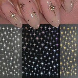 Metal Laser Holographic Star Nail Stickers, Disposable Self-Adhesive Resin Nail Decals for Women, Art Decor Accessories