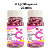 Vitamin C Skin-Brightening and Moisturizing Capsule Essence, Hydrates and Smooths the Skin, Contains Plant-Based Squalane, Vitamin E, Magnolia Oil, and Jojoba Seed Oil for Deep Hydration and Skin Brightening Essence (0.4Gx30