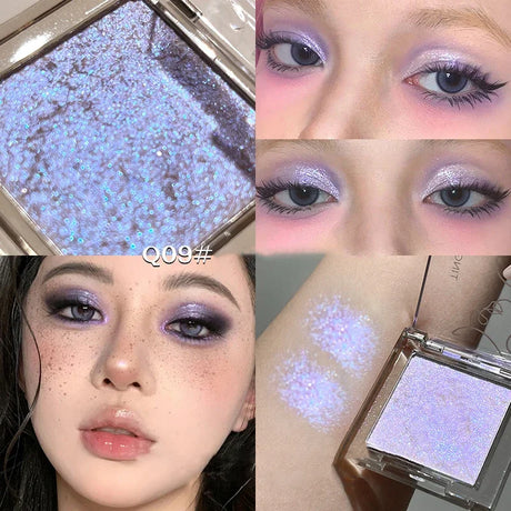 Dream Glittering Purple Eyeshadow Matte/Pearlescent Highlighter Makeup Monochrome Glossy Shiny Smoky Grey Eye Shadow Palette