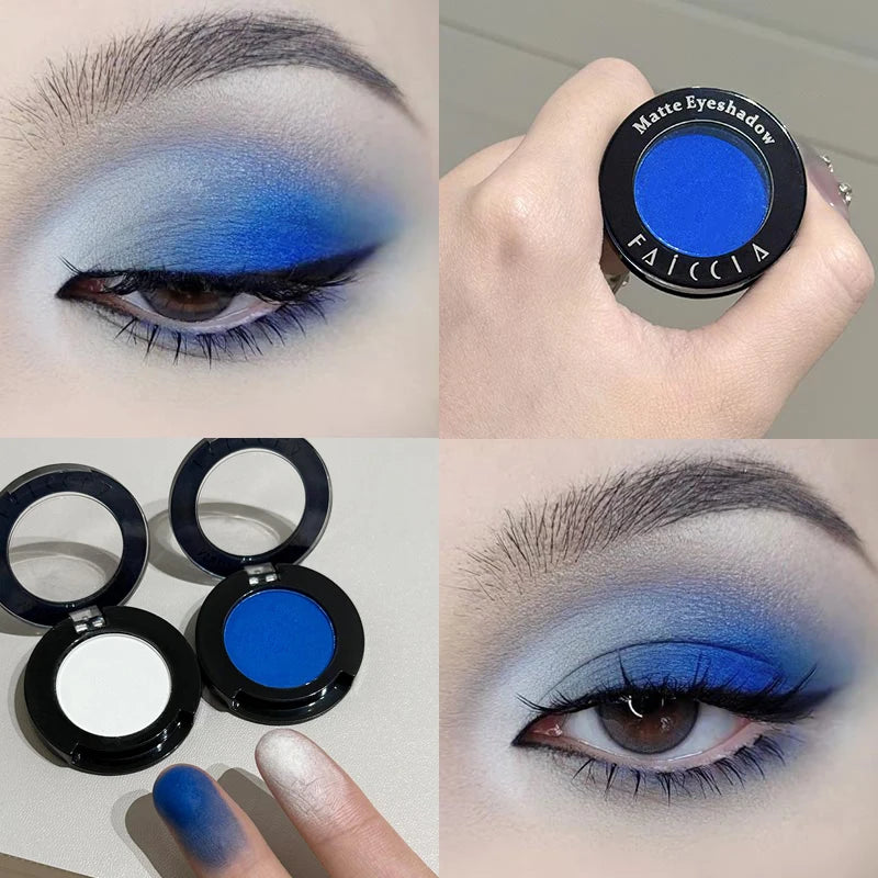 Single Klein Blue Smoked Blue Eye Shadow Palette Gothic Red Pigments Smoked Eye Makeup White Lying Silkworm Eyeshadow Eyeliner