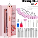YIKOOLIN Portable Nail File Care Electric Nail Drill with 4 Speeds Cuticle Trimmer Battery Operated Manicure and Pedicure Tools
