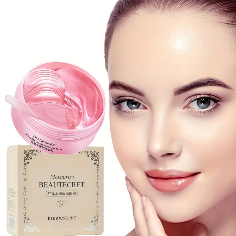 60 Pieces of Red Algae Eye Mask, a Multi-Purpose Eye Patch Containing Red Algae Extract, Sodium Hyaluronate and Other Ingredients, Which Hydrates and Moisturizes the Skin, Provides Gentle Eye Care, Has a Light and Moisturizin
