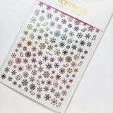 Sliver Bronzing 3D Christmas Nail Art Decoration Sticker Sparkly White Colorful Glitter Geometry Snowflake Winter Slider Foil