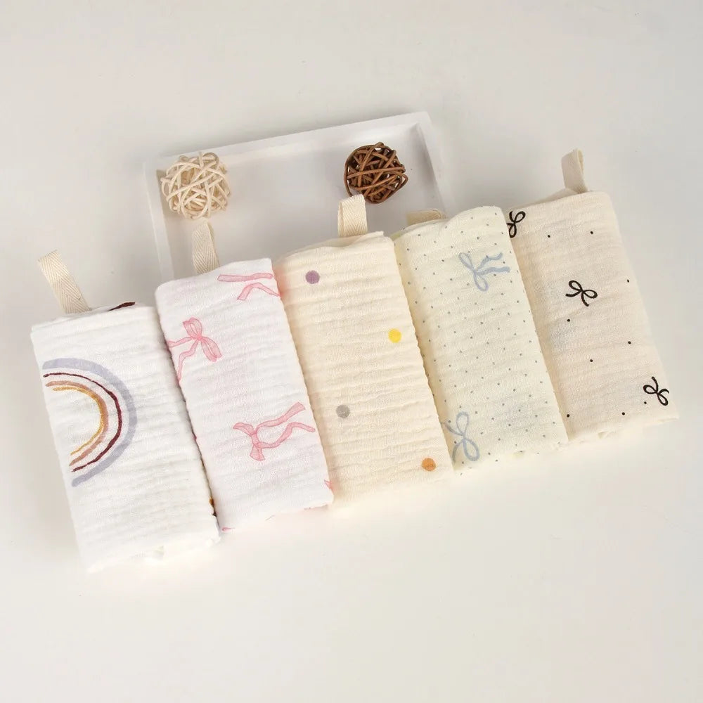 3/5Pcs 6-Layer Pure Cotton Baby Cotton Washcloth Soft Gauze Cotton Newborn Burp Cloth Absorbent Baby Towels Square Towels