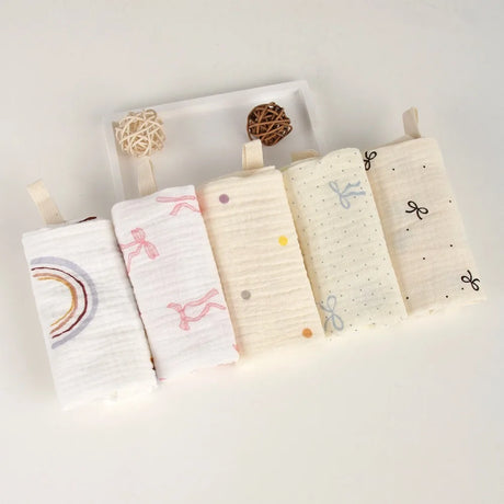 3/5Pcs 6-Layer Pure Cotton Baby Cotton Washcloth Soft Gauze Cotton Newborn Burp Cloth Absorbent Baby Towels Square Towels